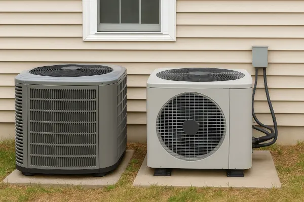 2 AC units outside the house on a concrete slabs next to each other from Cristal Air Conditioning Repair in West Lake Hills, TX - Common AC Problems