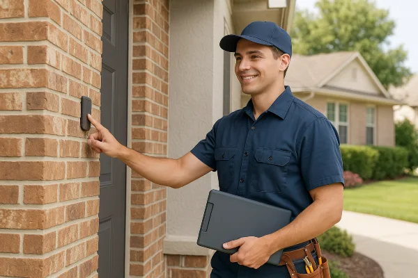 a male hvac technician fixing a mini split ac from Cristal Air Conditioning Repair in West Lake Hills, TX - Hvac Technician Near Me