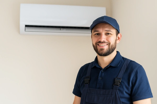 an hvac technician smiling at the camera from Cristal Air Conditioning Repair in West Lake Hills, TX - Residential Air Conditioning Company
